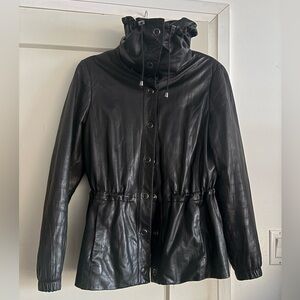 Danier Y2K funnel neck leather bomber jacket